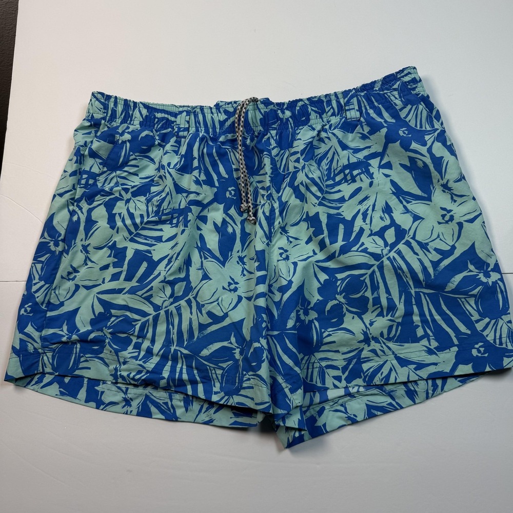 Columbia Shorts Men's XL Blue Green Tropical Floral Swim Trunks Mesh‎